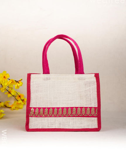 Jute Bag with Zari Border - WBG1752 - Jute Bags