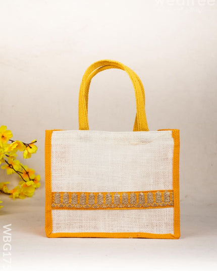 Jute Bag with Zari Border - WBG1752 - Jute Bags