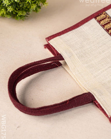 Jute Bag with Zari Border - WBG1752 Jute Bags