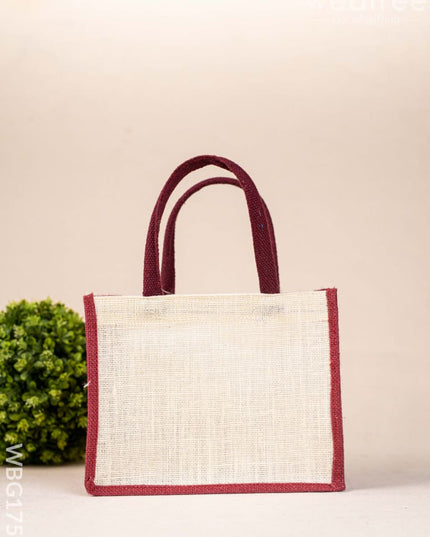 Jute Bag with Zari Border - WBG1752 Jute Bags