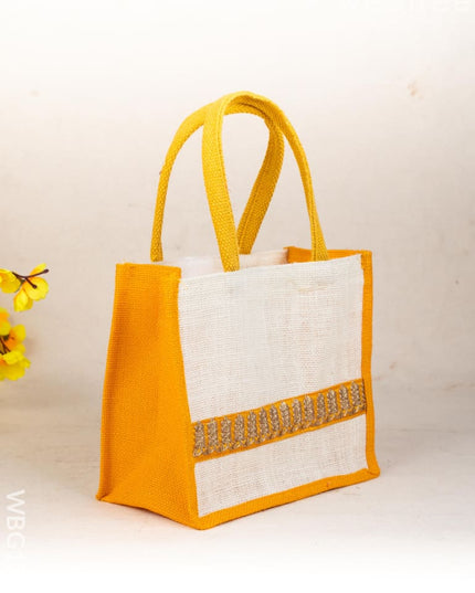 Jute Bag with Zari Border - WBG1752 - Jute Bags