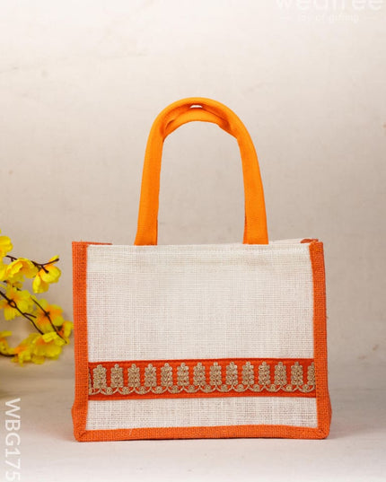 Jute Bag with Zari Border - WBG1752 - Jute Bags