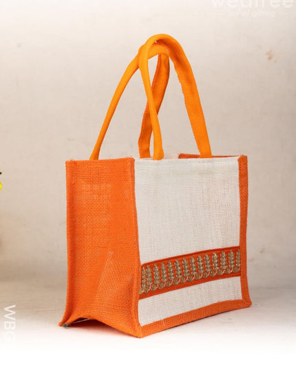 Jute Bag with Zari Border - WBG1752 - Jute Bags