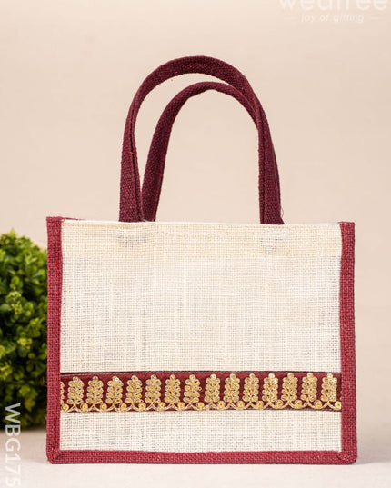 Jute Bag with Zari Border - WBG1752 Jute Bags
