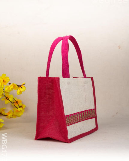 Jute Bag with Zari Border - WBG1752 - Jute Bags