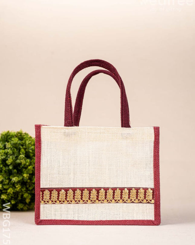 Jute Bag with Zari Border - WBG1752 Jute Bags