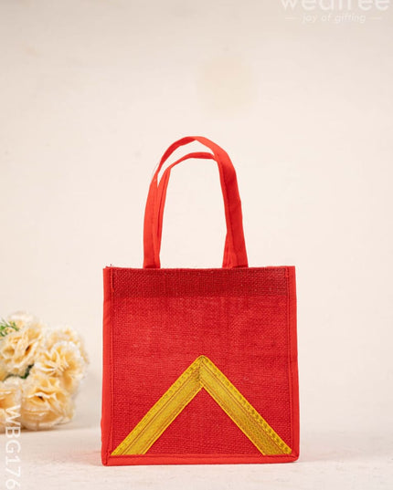 Jute Bag with Zari Design - WBG1764 Jute Bags