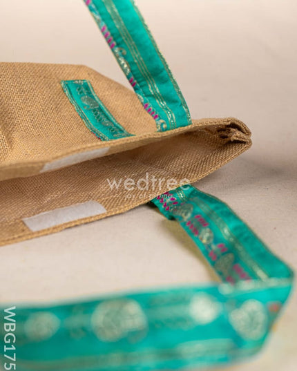 Jute Bag with Zari Handle - WBG1755 Jute Bags