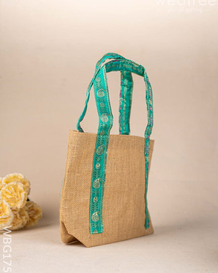 Jute Bag with Zari Handle - WBG1755 Jute Bags