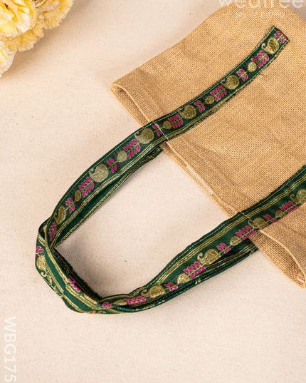 Jute Bag with Zari Handle - WBG1755 Jute Bags