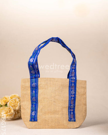 Jute Bag with Zari Handle - WBG1755 Jute Bags