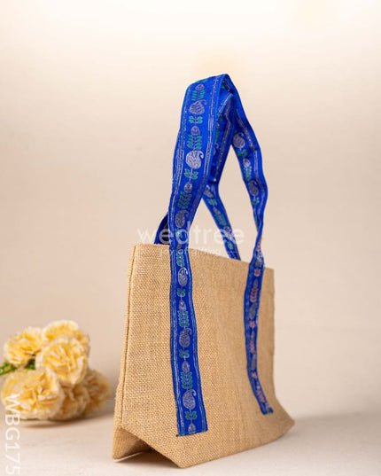 Jute Bag with Zari Handle - WBG1755 Jute Bags