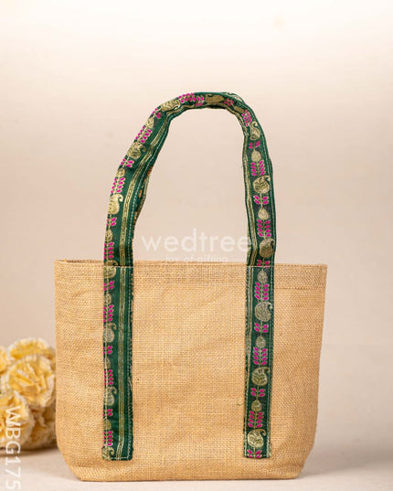 Jute Bag with Zari Handle - WBG1755 Jute Bags