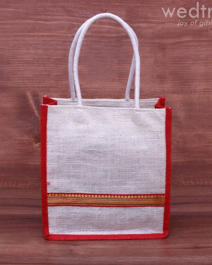 Jute Bag With Zari Lace - 8X9 W4207 Bags