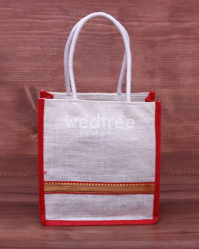 Jute Bag With Zari Lace - 8X9 W4207 Bags