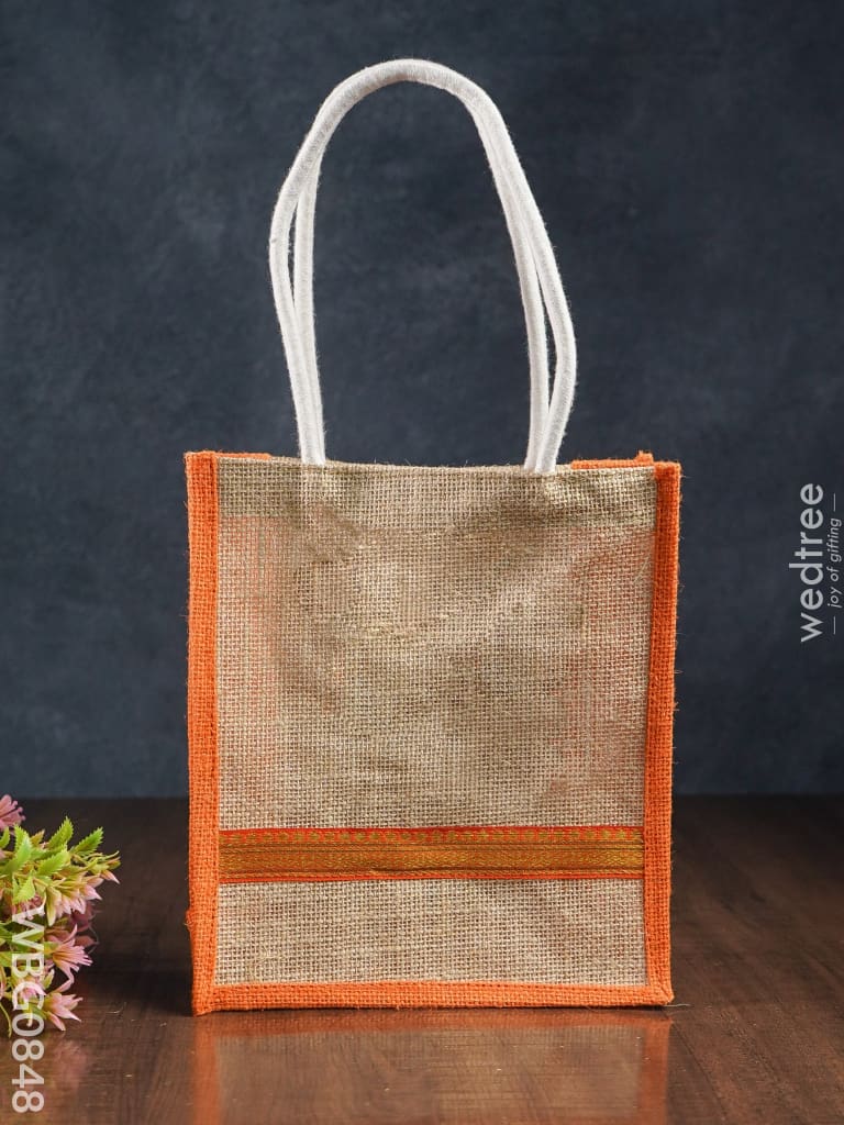 Jute Bag With Zari Lace Work - 9 Inch Wbg0848 Bags