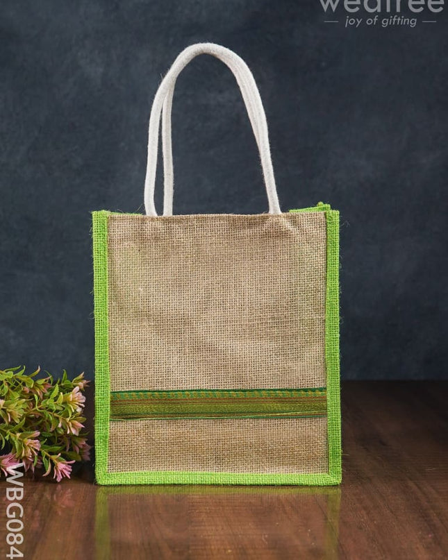 Jute Bag With Zari Lace Work - 9 Inch Wbg0848 Bags