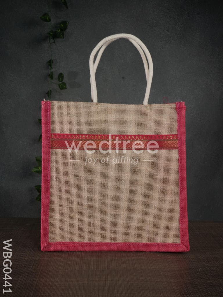 Jute Bag With Zari Lace Work - Wbg0441 Bags