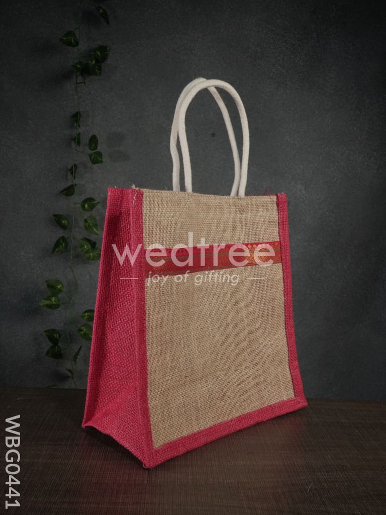 Jute Bag With Zari Lace Work - Wbg0441 Bags