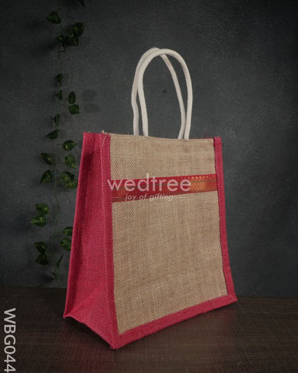 Jute Bag With Zari Lace Work - Wbg0441 Bags