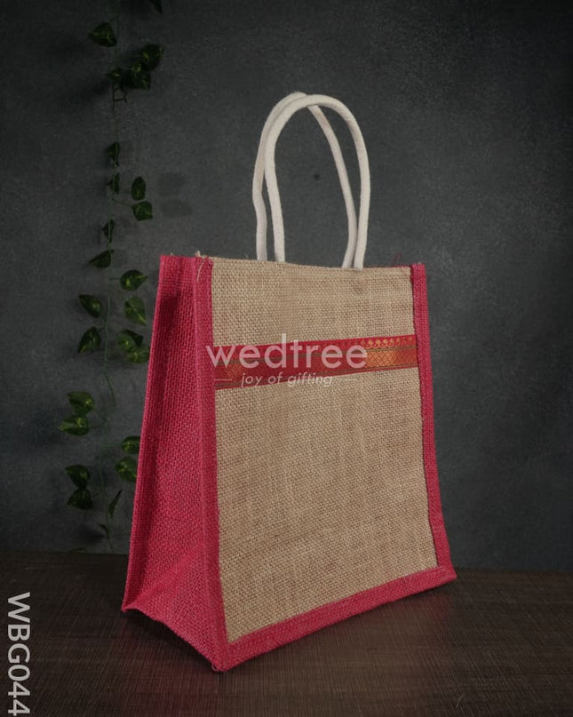 Jute Bag With Zari Lace Work - Wbg0441 Bags