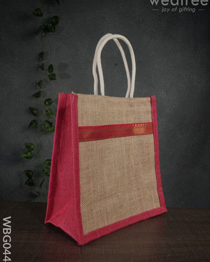 Jute Bag With Zari Lace Work - Wbg0441 Bags