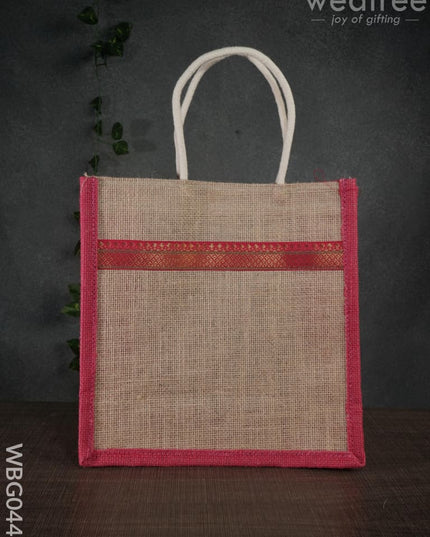 Jute Bag With Zari Lace Work - Wbg0441 Bags