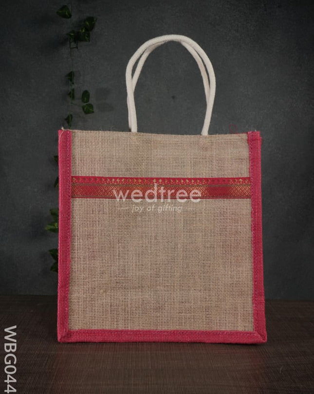 Jute Bag With Zari Lace Work - Wbg0441 Bags