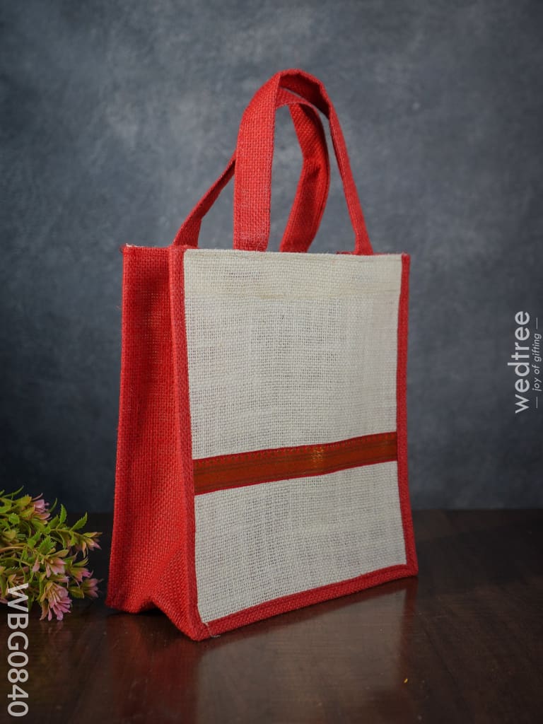 Jute Bag With Zari Lace Work - Wbg0840 Bags