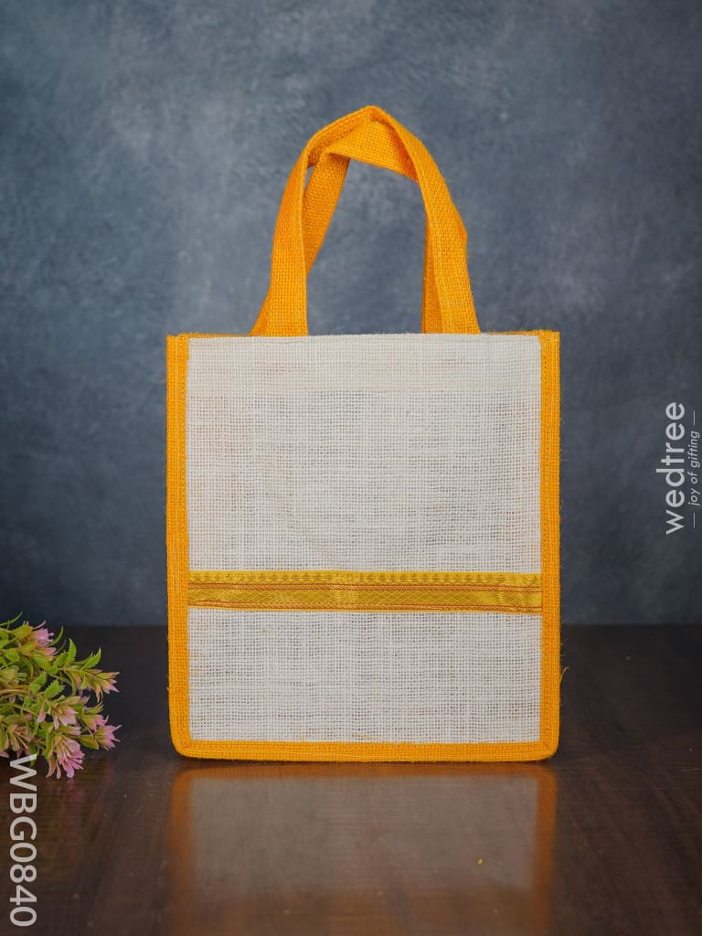 Jute Bag With Zari Lace Work - Wbg0840 Bags