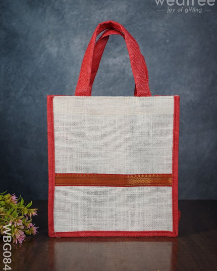 Jute Bag With Zari Lace Work - Wbg0840 Bags