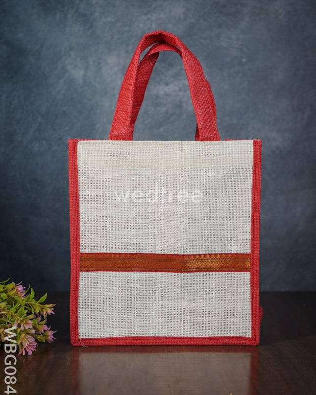 Jute Bag With Zari Lace Work - Wbg0840 Bags