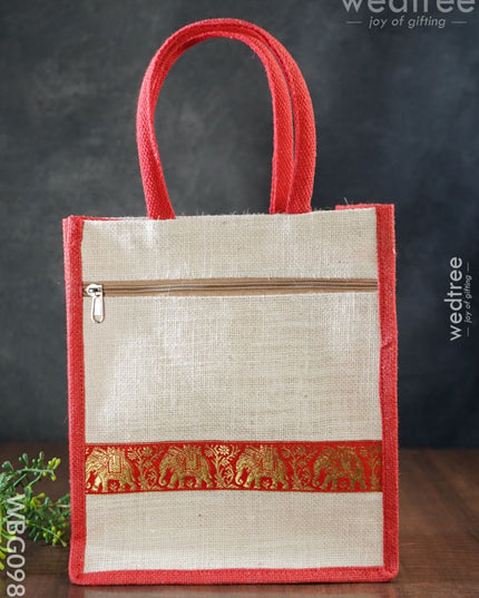 Jute Bag With Zari Lace Work - Wbg0987 Bags