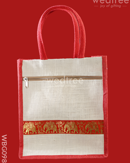 Jute Bag With Zari Lace Work - Wbg0987 Bags