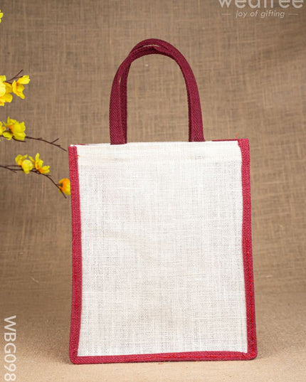 Jute Bag with Zari Lace Work - WBG0987 - Jute Bags