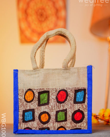 Jute Lunch Bag With Printed Fabric - Wbg1001 Bags