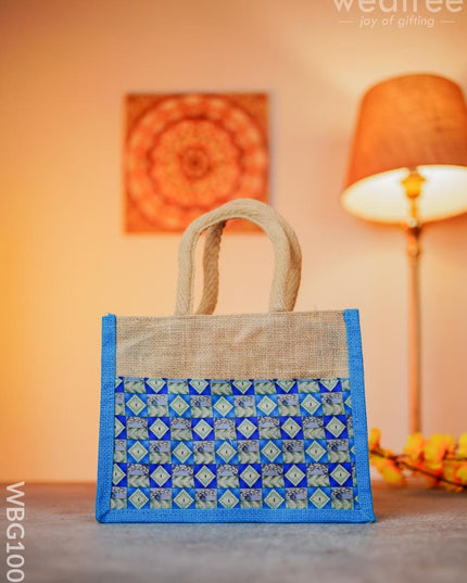 Jute Lunch Bag With Printed Fabric - Wbg1001 Bags