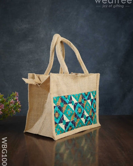 Jute Lunch Bag With Printed Fabric - Wbg1001 Bags