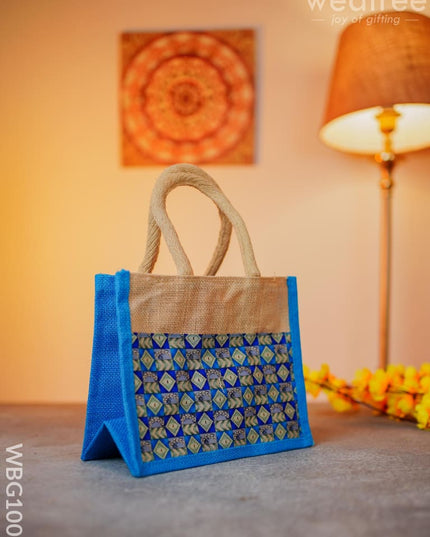 Jute Lunch Bag With Printed Fabric - Wbg1001 Bags