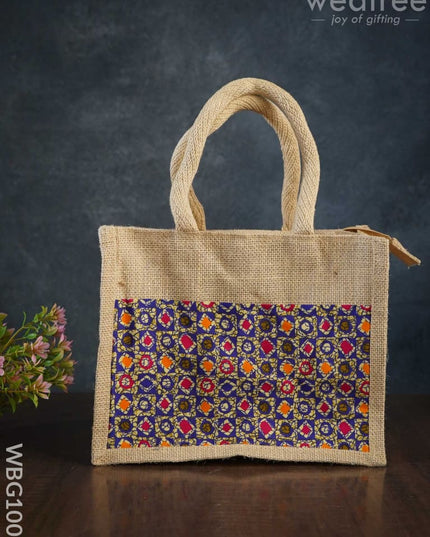 Jute Lunch Bag With Printed Fabric - Wbg1001 Bags