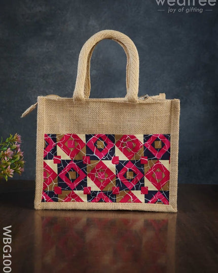 Jute Lunch Bag With Printed Fabric - Wbg1001 Bags