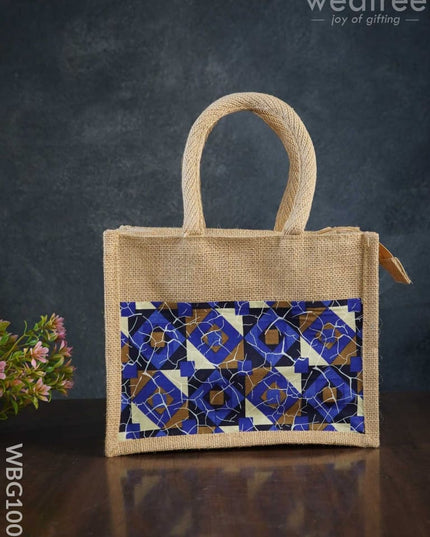 Jute Lunch Bag With Printed Fabric - Wbg1001 Bags