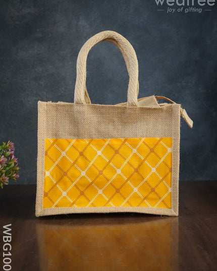 Jute Lunch Bag With Printed Fabric - Wbg1001 Bags