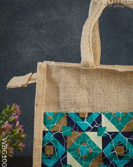 Jute Lunch Bag With Printed Fabric - Wbg1001 Bags
