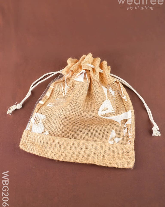 Jute Potli Bag - 12x10 inch - WBG2066 - String Bags