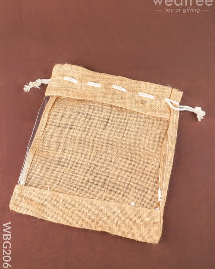 Jute Potli Bag - 12x10 inch - WBG2066 - String Bags
