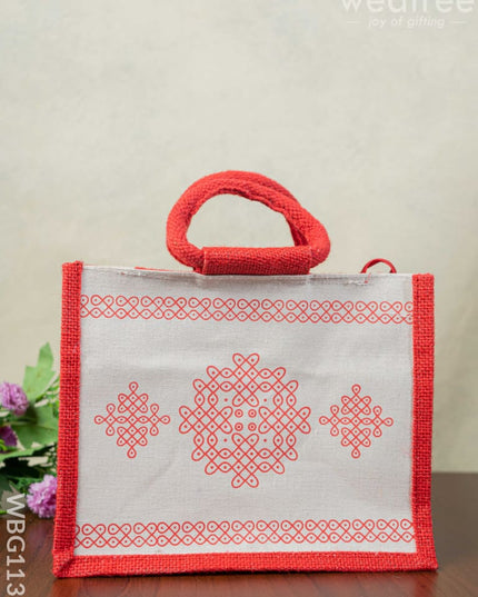 Jute Rangoli Design Bag - Wbg1138 Bags