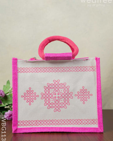Jute Rangoli Design Bag - Wbg1138 Bags
