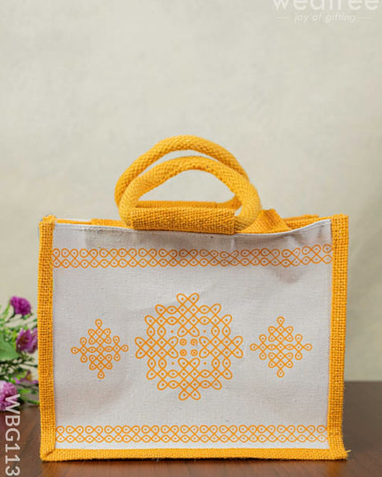 Jute Rangoli Design Bag - Wbg1138 Bags