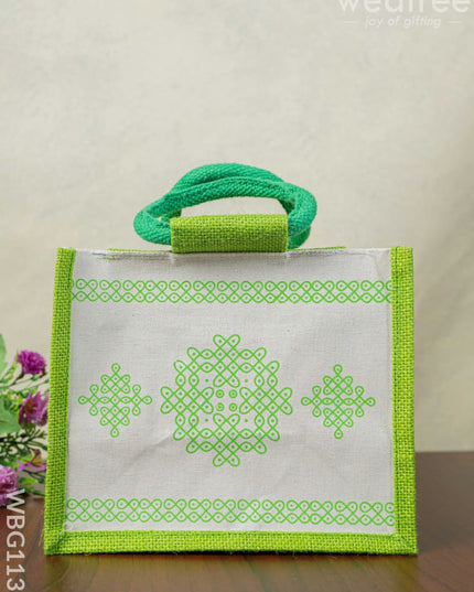 Jute Rangoli Design Bag - Wbg1138 Bags